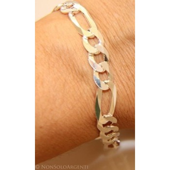 NSA|ARGENTO 925 : Bracciale uomo catena da 8,2 mm figaro 3 + 1 sbiancata
