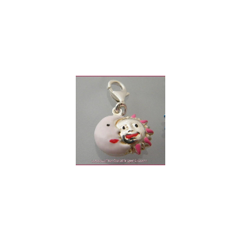 NonSoloArgenti|925 SILVER: Charm with rounded Moon and Sun figure, hand-enameled in PINK