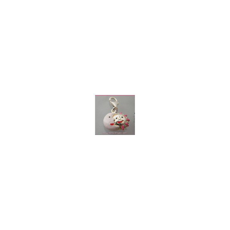 NonSoloArgenti|925 SILVER: Charm with rounded Moon and Sun figure, hand-enameled in PINK