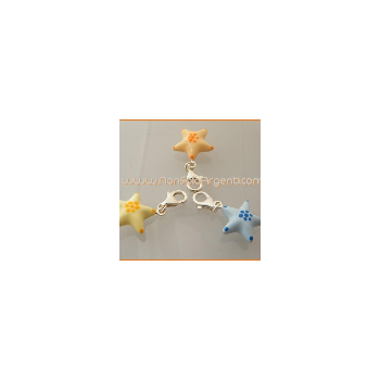 NonSoloArgenti|925 SILVER: Charm with hand-enameled curved star shape