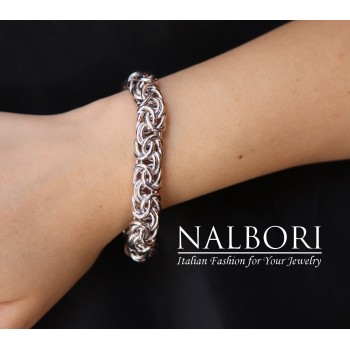 NSA|SILVER 925: impressive Byzantine chain bracelet woman 12mm made in italy