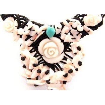 NSA|necklace scarf line Capri 3-wire two-tone red black coral reef true Italian red and black agate beads