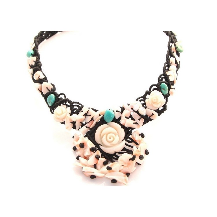 NSA|necklace scarf line Capri 3-wire two-tone red black coral reef true Italian red and black agate beads