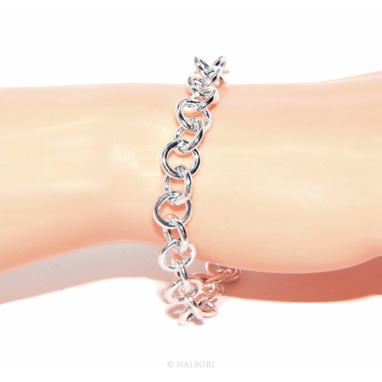 NSA|ARGENTO 925 : Girocollo collana o bracciale donna maglia tonda giotto chiara sbiancata