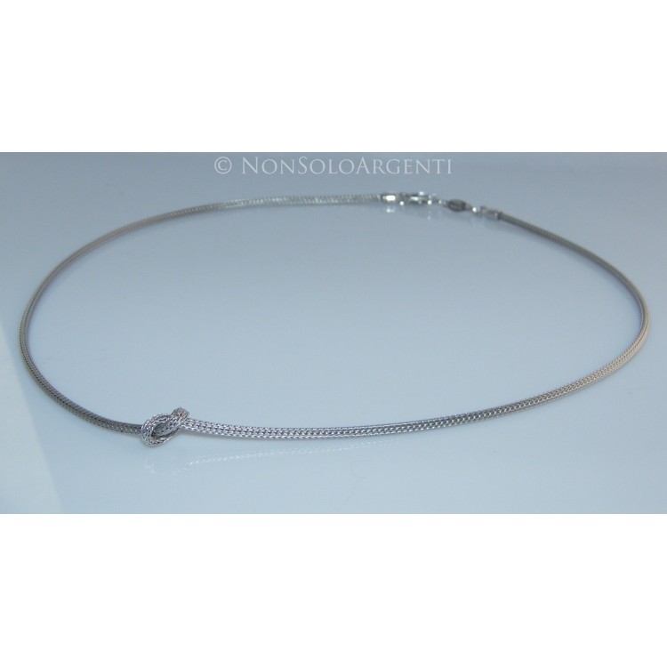 NSA|925 Silver: Foxtail cable necklace with simple knot for men and women, Rose Gold