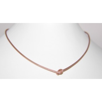 NSA|925 Silver: Foxtail cable necklace with simple knot for men and women, Rose Gold