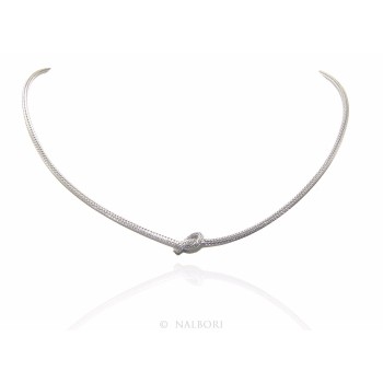 NSA|925 Silver: Foxtail cable necklace with simple knot for men and women, Rose Gold