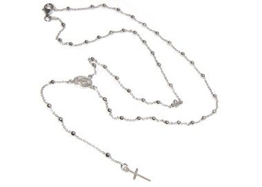 NSA|Rosary necklace Silver 925 Madonna cross choker 56 cm