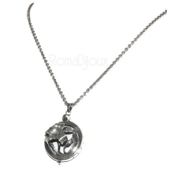 NSA| Lunga collana 3 fili e grande cammeo sardonico con mega perle barocche naturali