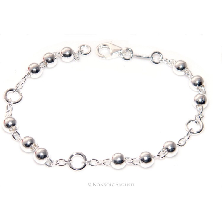NSA|Argento 925 Bracciale tipo Rosario catena rolo' e palline grandi 5mm - 17,50