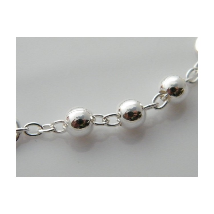 925 silver rosary bracelet with rolo chain and large 5mm beads - 17.50