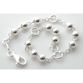 NSA|Argento 925 Bracciale tipo Rosario catena rolo' e palline grandi 5mm - 17,50