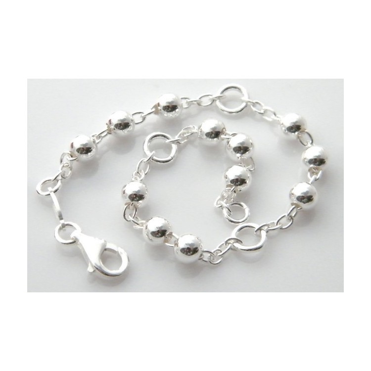 925 silver rosary bracelet with rolo chain and large 5mm beads - 17.50