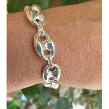 NSA|ARGENTO 925 : Completo parure collana + Bracciale donna maglia marina 18 x 13 mm grande