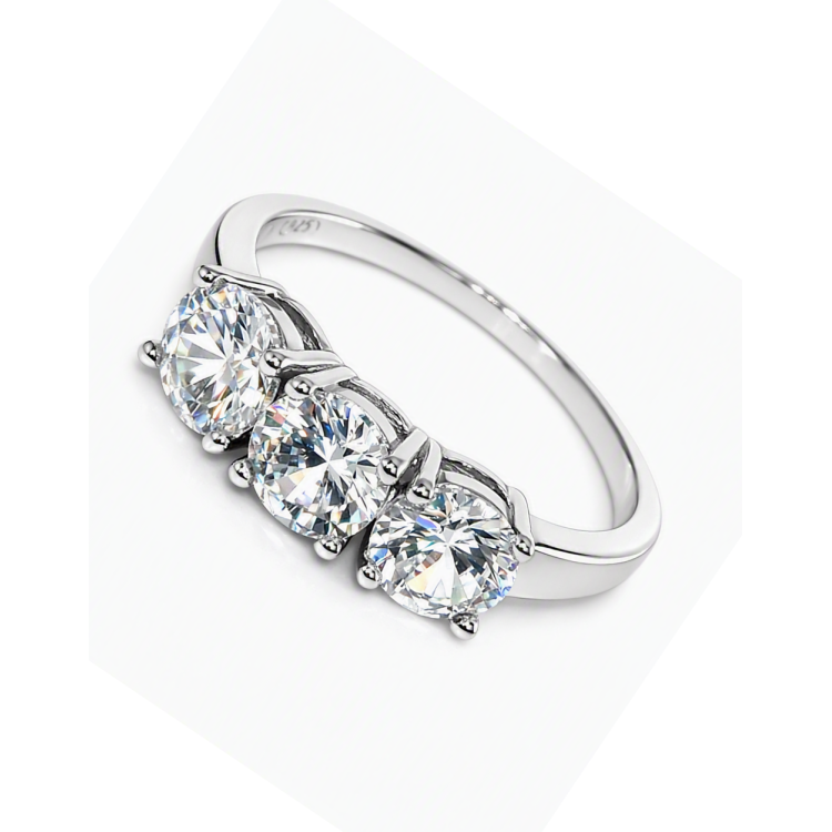 NSA|anello trilogy argento 925 con zirconi bianchi da 0,6 marca NALBORI