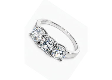 NSA|anello trilogy argento 925 con zirconi bianchi da 0,6 marca NALBORI