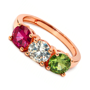 NSA|NALBORI anello trilogy argento 925 rosa zircone verde rosso