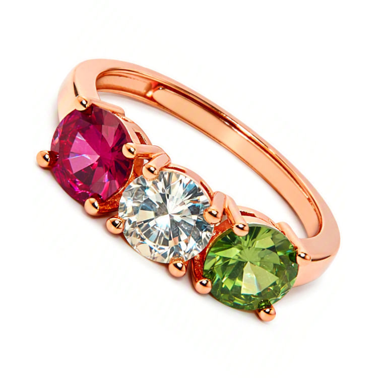 NSA|NALBORI anello trilogy argento 925 rosa zircone verde rosso