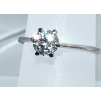 NSA|Argento 925 Italiano Rodiato : Anello Solitario con Zirconia 7mm