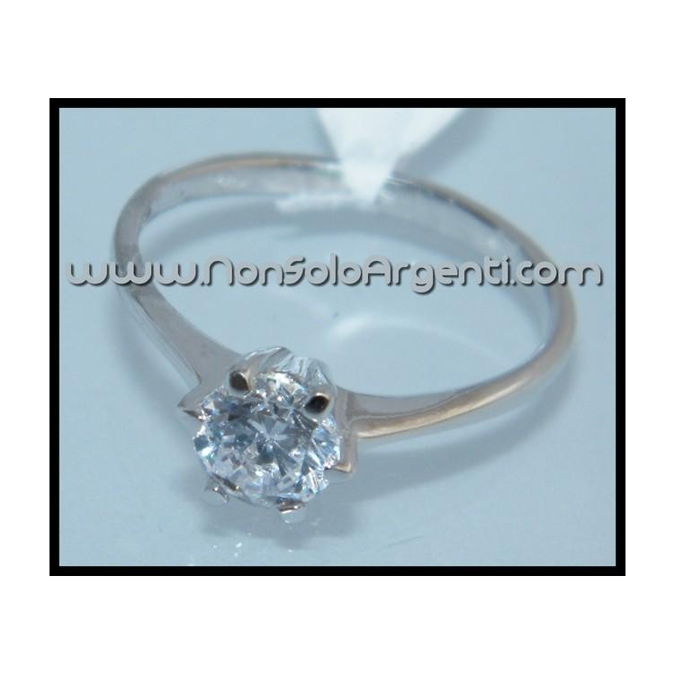 NonSoloArgenti|Argento 925 Italiano Rodiato : Anello Solitario con Zirconia 7mm
