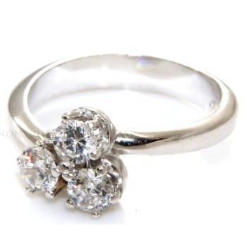 Trilogy ring: 925 sterling silver 3 Zirconia 4 mm brilliant cut