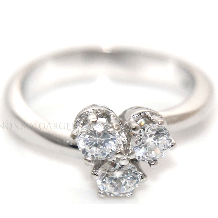 Trilogy ring: 925 sterling silver 3 Zirconia 4 mm brilliant cut