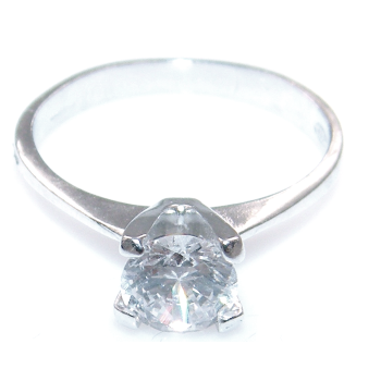 Argento 925 Rodiato : Anello Solitario con Zircone taglio brillante 7mm