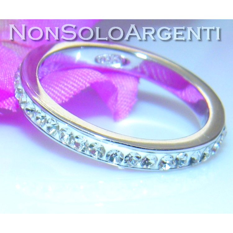 NSA|Argento 925 Rodiato : Anello Eternity con Zirconia bianchi incastonati in perspex