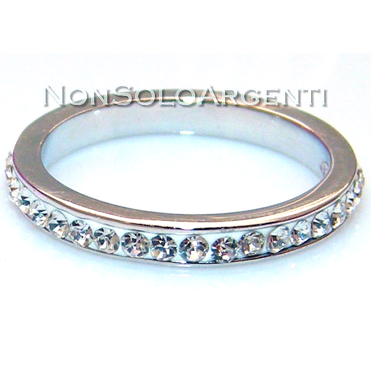 NSA|Argento 925 Rodiato : Anello Eternity con Zirconia bianchi incastonati in perspex