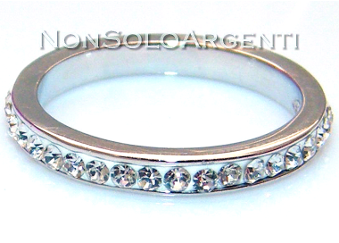 NSA|Argento 925 Rodiato : Anello Eternity con Zirconia bianchi incastonati in perspex