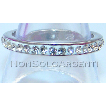 NSA|Argento 925 Rodiato : Anello Eternity con Zirconia bianchi incastonati in perspex