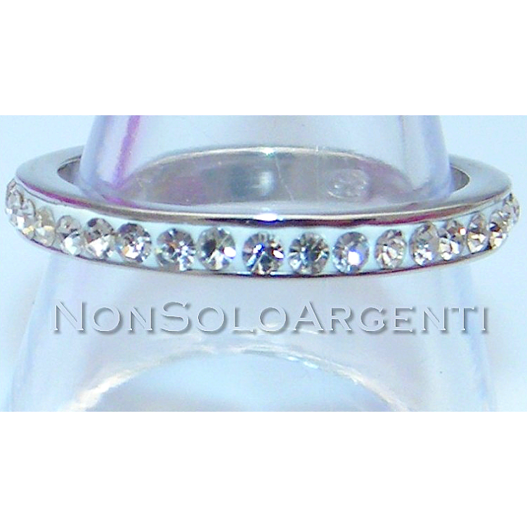 NSA|Argento 925 Rodiato : Anello Eternity con Zirconia bianchi incastonati in perspex
