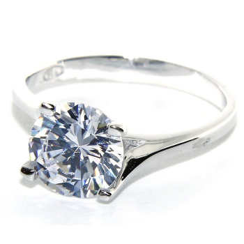 NSA|Argento 925 Rodiato : anello Solitario da donna con zircone da 8 mm 2ct taglio brillante