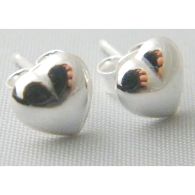Argento 925 orecchini al lobo con cuore , perno e farfallina