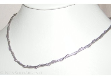 NonSoloArgenti|argento 925 collana girocollo fox tail snake cavetto torchon palline diamantate