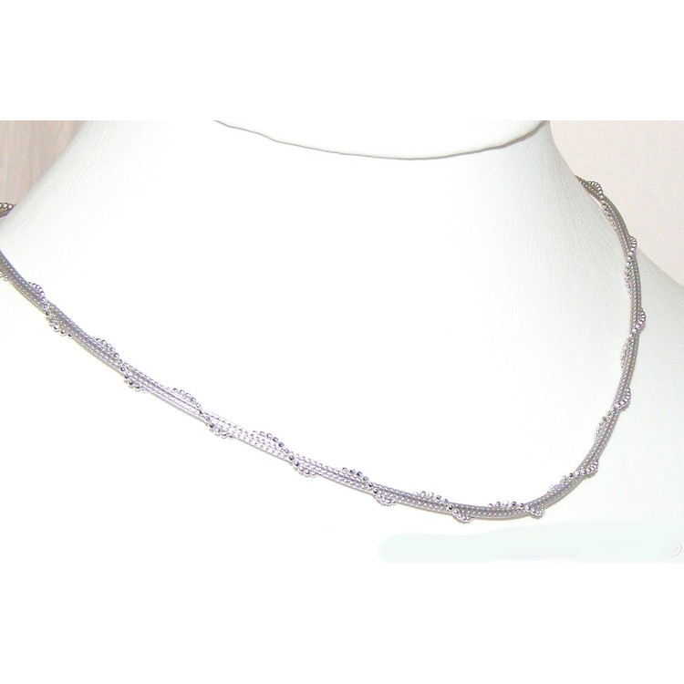 NonSoloArgenti|925 silver fox tail snake choker necklace with twisted cable and diamond-cut beads