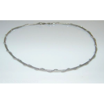 NSA|argento 925 collana girocollo fox tail snake cavetto torchon palline diamantate