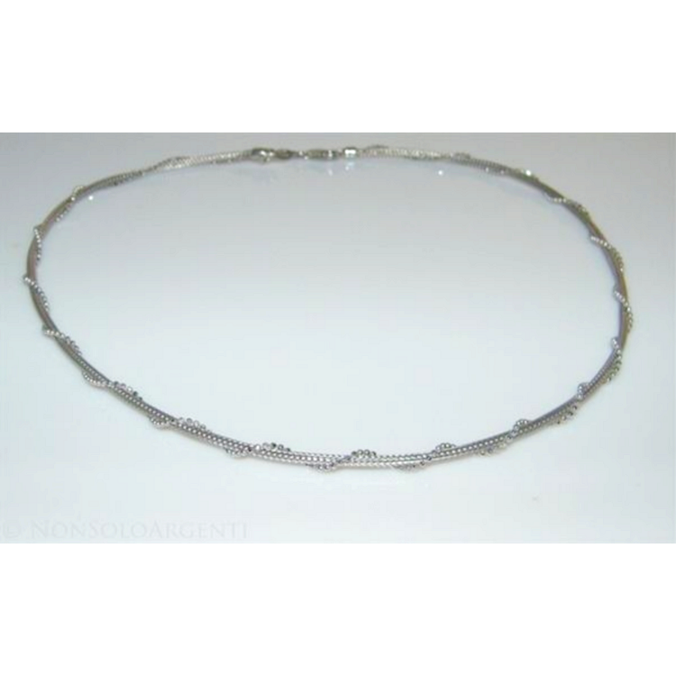 NSA|argento 925 collana girocollo fox tail snake cavetto torchon palline diamantate