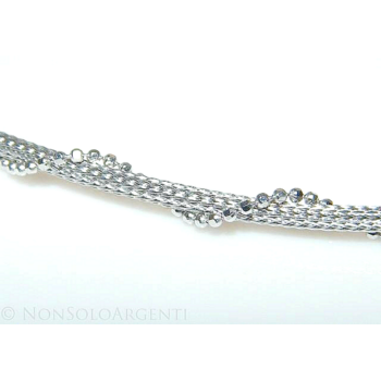 NSA|argento 925 collana girocollo fox tail snake cavetto torchon palline diamantate