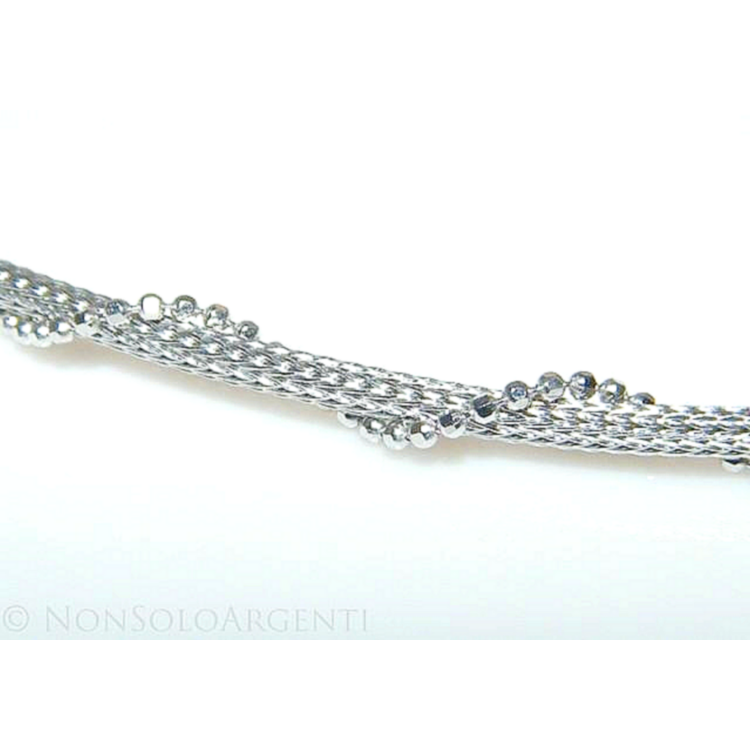NonSoloArgenti|925 silver fox tail snake choker necklace with twisted cable and diamond-cut beads