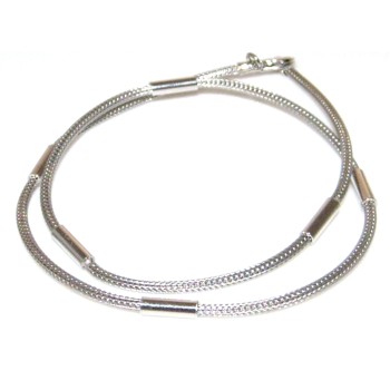 NSA|Argento 925 : Collana fox tail cavetto con 5 barilotti per uomo e donna