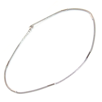 925 Silver: Foxtail cable necklace with 5 barrels for men and women