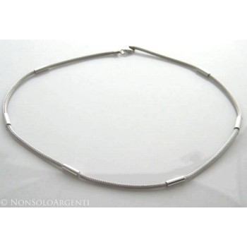 NSA|Argento 925 : Collana fox tail cavetto con 5 barilotti per uomo e donna