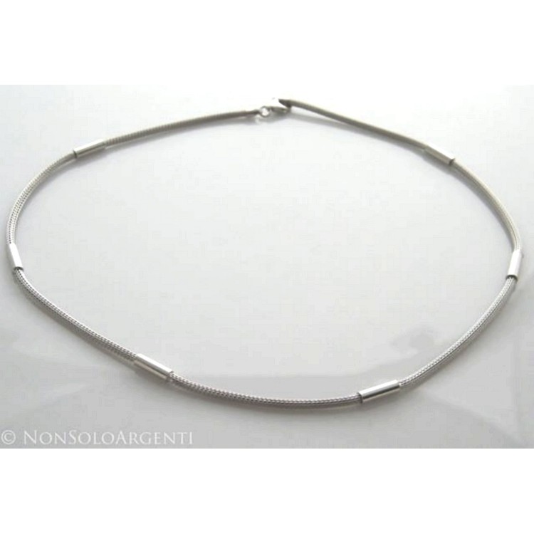 NSA|Argento 925 : Collana fox tail cavetto con 5 barilotti per uomo e donna