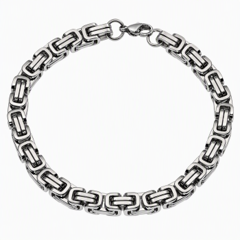 Men's hypoallergenic silver-tone steel Byzantine bracelet|NSA