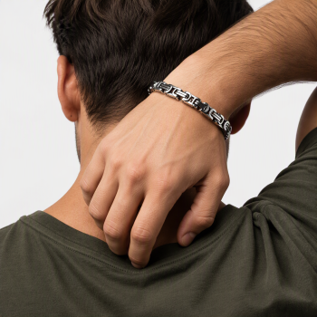 Bracciale bizantino acciaio anallergico silver per da uomo|NSA