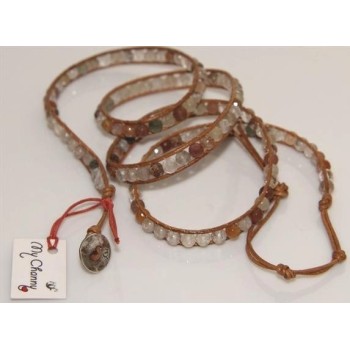 NSA|Argento 925 : Bracciale Uomo Donna HIP HOP semipreziosi Pietre naturali cuoio piu' giri