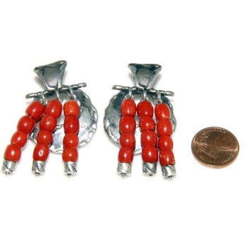 NSA|Argento 925 : Anello donna oblique  regolabile realizzato a mano con Corallo verace (Naturale )