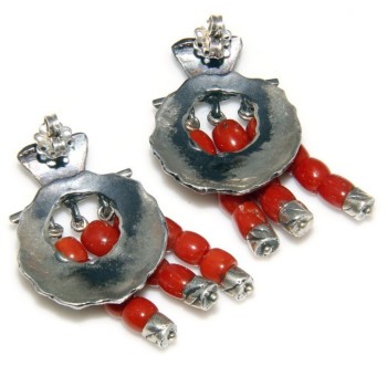 NSA|Argento 925 : Anello donna oblique  regolabile realizzato a mano con Corallo verace (Naturale )