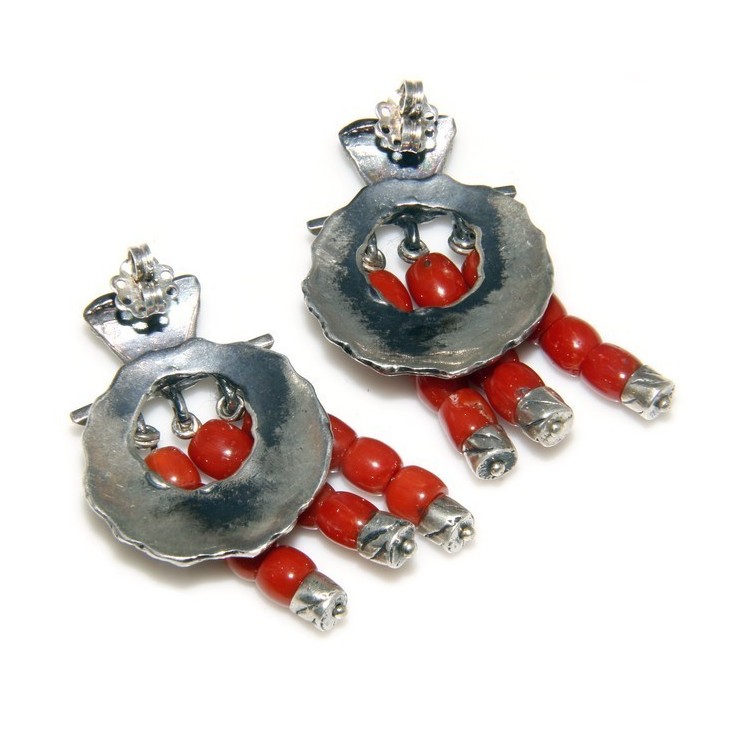 NSA|Argento 925 : Anello donna oblique  regolabile realizzato a mano con Corallo verace (Naturale )